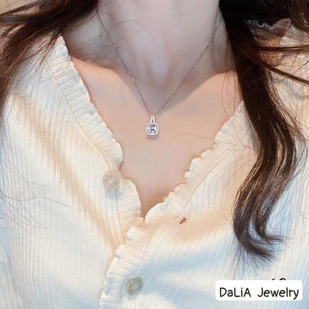 Dây chuyền bạc nữ DaLiA Jewelry mặt dây chuyền ổ đá vuông basic vòng cổ chuẩn bạc 925 không gỉ