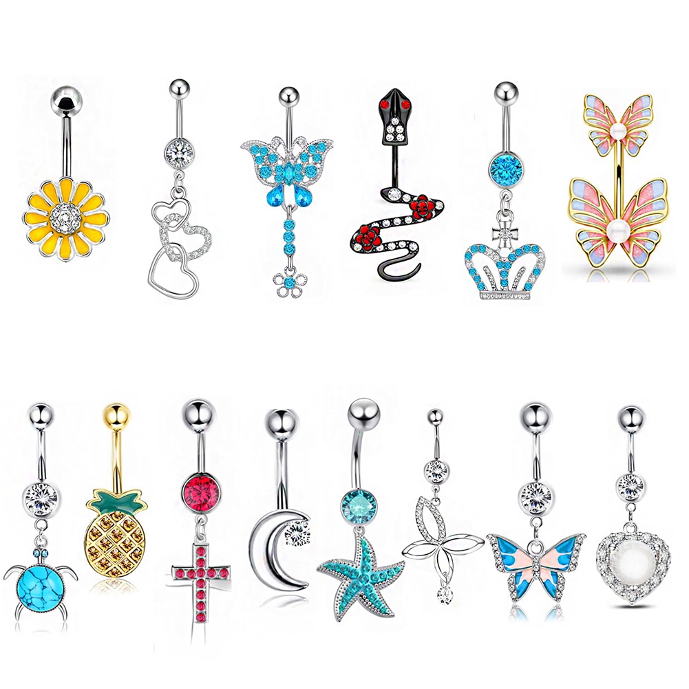 Khuyên Rốn Hình Bướm Đính Đá Thời Trang Cho Nữ