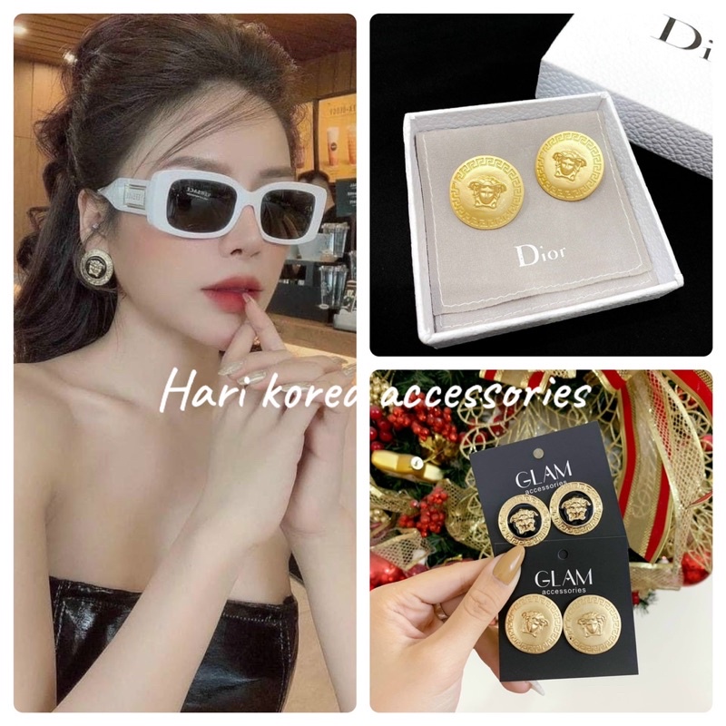 bông tai versac bản cao cấp, khuyên tai thời trang hotgirl , phụ kiện trắng sức hari korea accessories