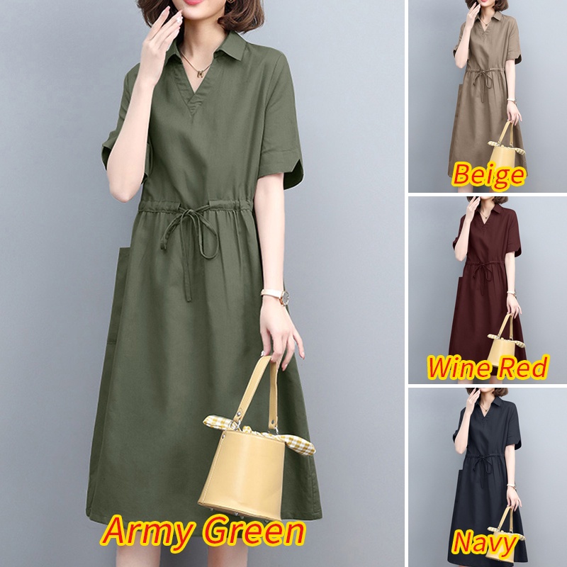 Đầm midi Zanzea tay ngắn cổ chữ v rút dây thời trang cho nữ