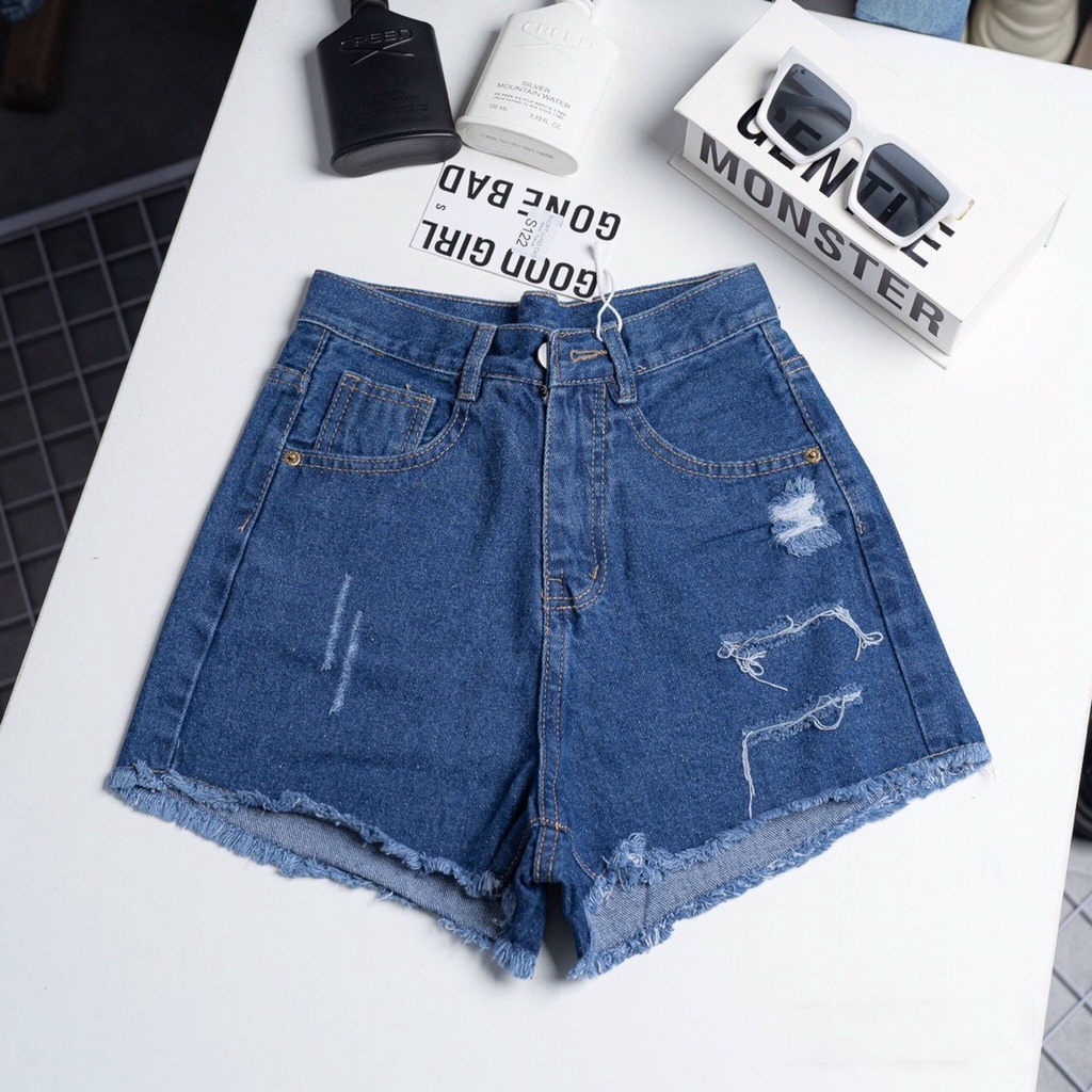 Quần short jean nữ sành điệu phối rách chất jean denim bền đẹp AnNgo - AT215