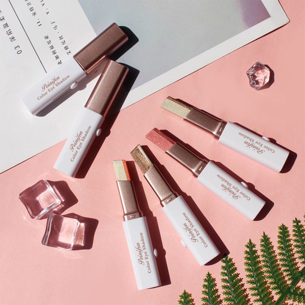 [Hàng mới về] Thỏi phấn mắt hai màu gradient lấp lánh trang điểm nhanh chóng cho người lười