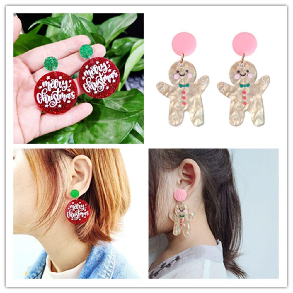 Khuyên Tai Acrylic Hình Khủng Long / Người Tuyết / Hoa Tuyết Thời Trang Giáng