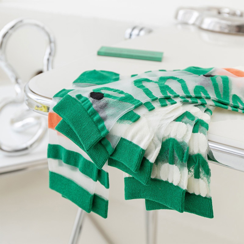 Xixi Đôi Vớ Sợi Thủy Tinh Xuyên Thấu Màu Tương Phản Phong Cách Harajuku Hàn Quốc Cho Nữ