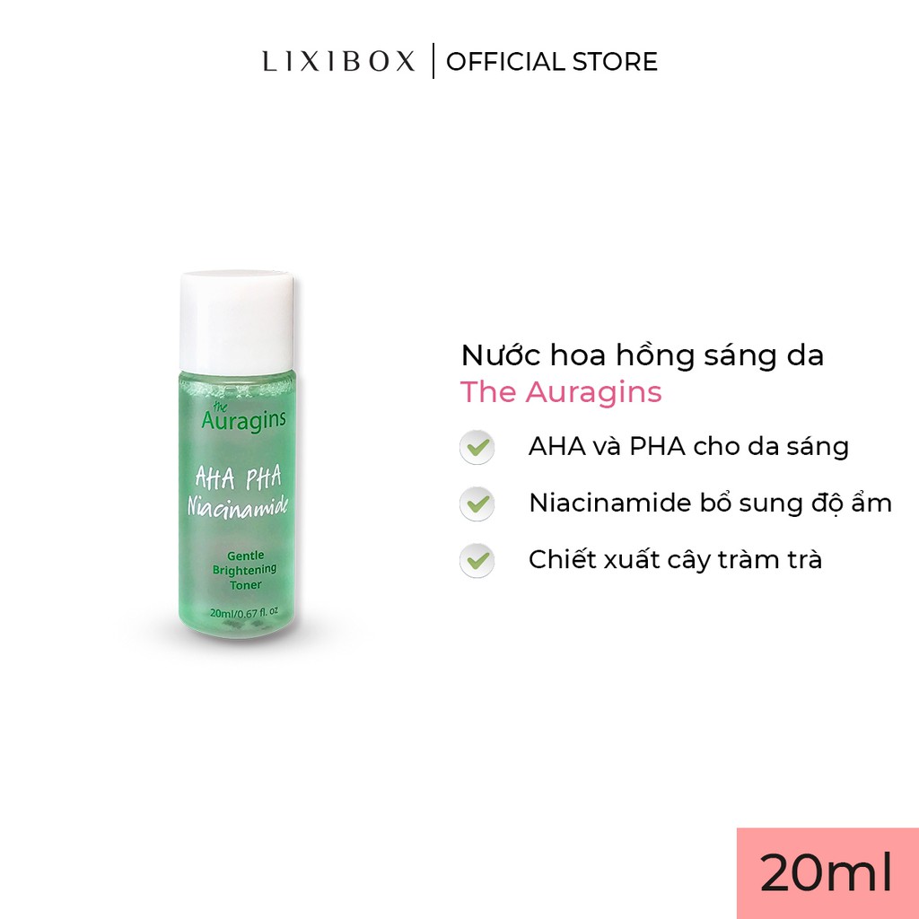 [HB GIFT] Combo Túi vải Lixibox, Nước hoa hồng sáng da The Auragins - 20ml và mặt nạ dưỡng da Lixibox - Aloe (23gr) | BigBuy360 - bigbuy360.vn