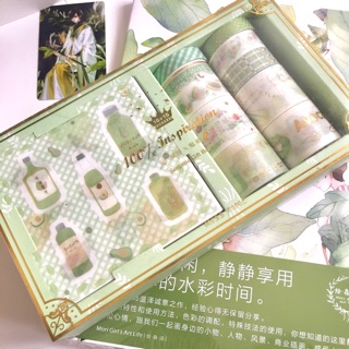 Washi set 10 cuộn kèm 10 tấm sticker