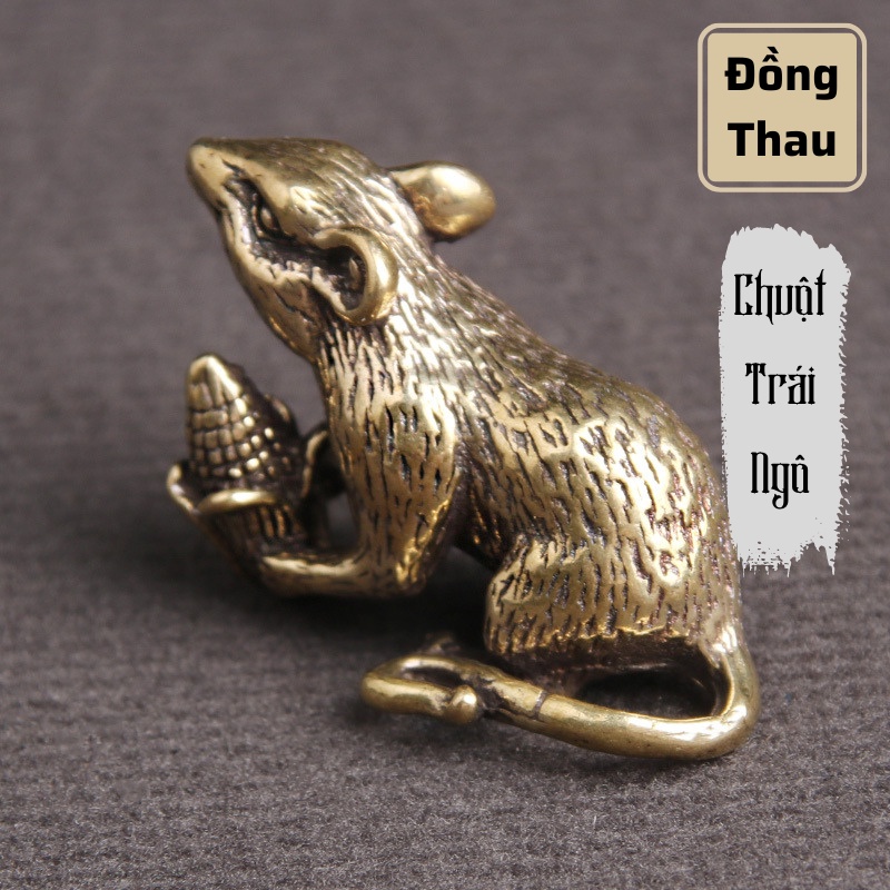 Tượng Nhỏ Phong Thủy Bằng Đồng Kiểu Dáng Con Chuột Ngô, Đem Lại Sự May Mắn Tài Lộc, Trưng Bày