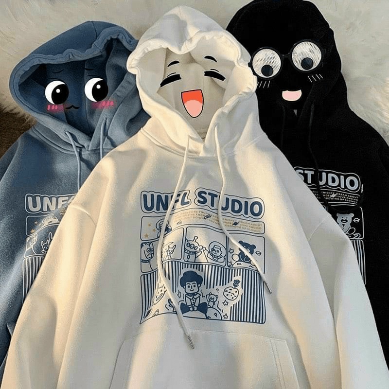 Áo Hoodies Nữ Có Nón Chất Nỉ Mềm Mịn In Hình Độc Đáo 3 Màu Dễ Mặc Form Rộng Thời Trang Siêu Hot NEW UNISEX