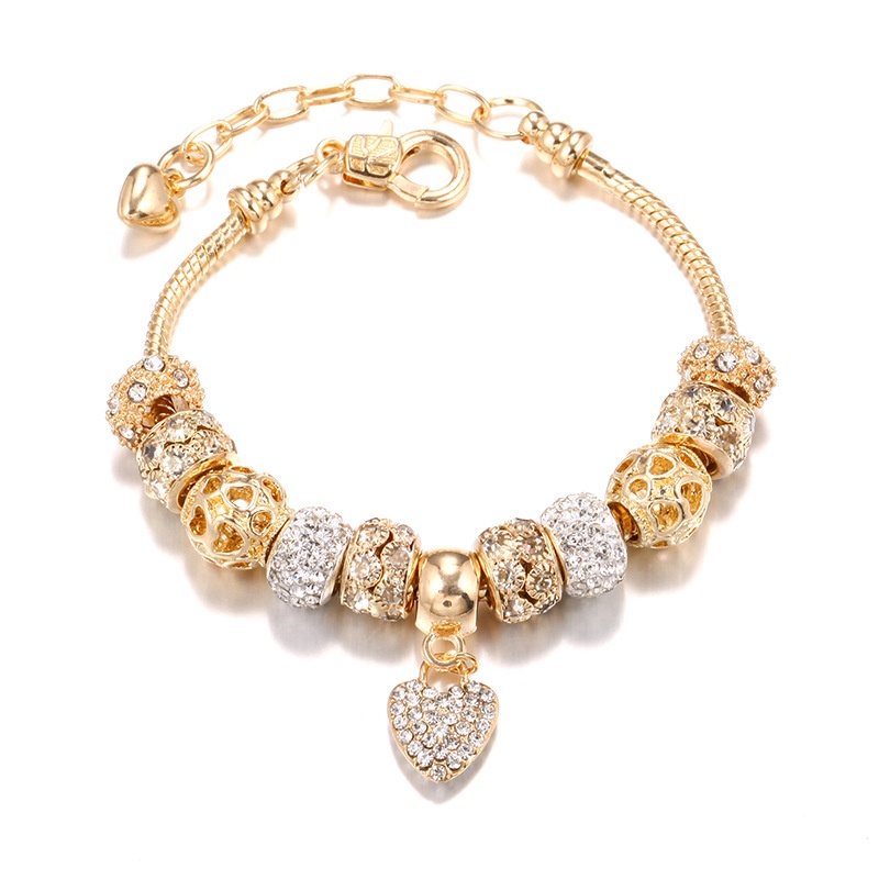 Vòng Tay Chuỗi Hạt Bằng Hợp Kim Đồng Đính Đá Zircon Cỡ Lớn Thời Trang Cho Nữ