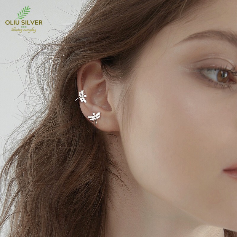 Bông Tai Bạc S925 Ear Cuff Kẹp Vành Chuồn Chuồn Dễ Thương | Khuyên Tai Nữ Trang Sức Bạc Thời Trang