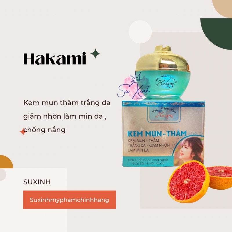 Kem Mụn Thâm Trắng Da Hakami Nanowhite Plus Ngăn Ngừa Nám Làm Trắng Da Se Khít Lỗ Chân Lông 30g