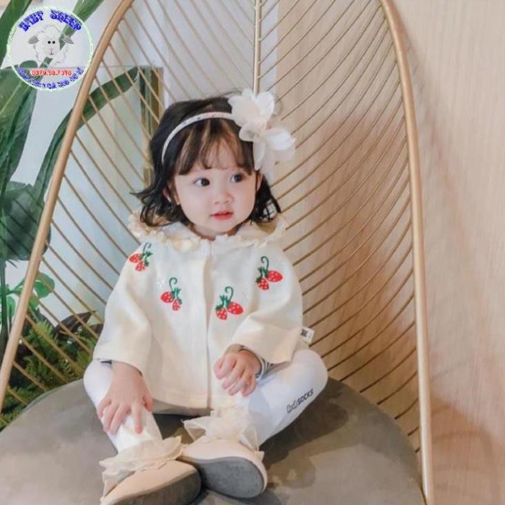 Áo choàng chống nắng áo cánh dơi chống nắng gió bụi thêu hoạ tiết dâu tây cho bé gái