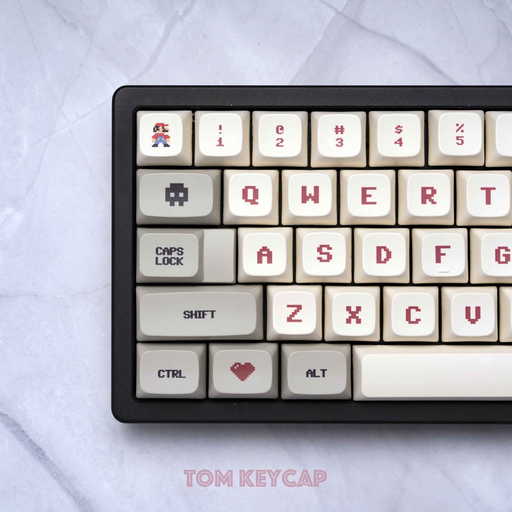 Keycap Gameboy Pacman Xám Trắng Classic, Nút Bàn Phím Cơ nhựa PBT in Dye Sub Profile XDA 143 phím