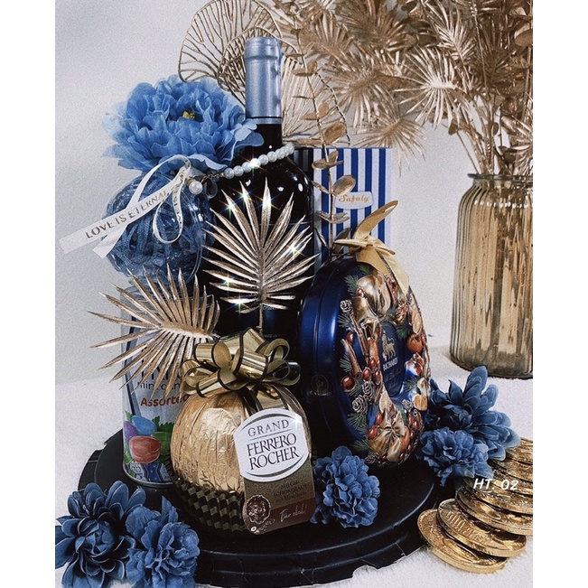 Set quà tết cao cấp vang-trà- cầu vàng rocher-kẹo