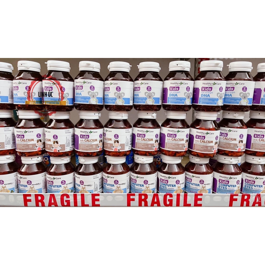 Bổ mắt Healthy Care Kids Computer Eyes cho Bé 60 viên, HÀNG CHUẨN ÚC, Viên Nhai Hỗ Trợ Mắt Cho Bé Healthy Care Kids