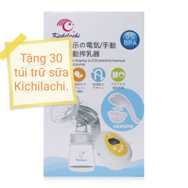 Combo Máy hút sữa điện đơn Kichilachi+30túi trữ sữa Kichi