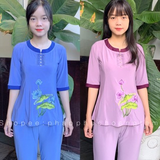 ĐỒ LAM ĐI CHÙA # THUN PHỐI THÊU SEN