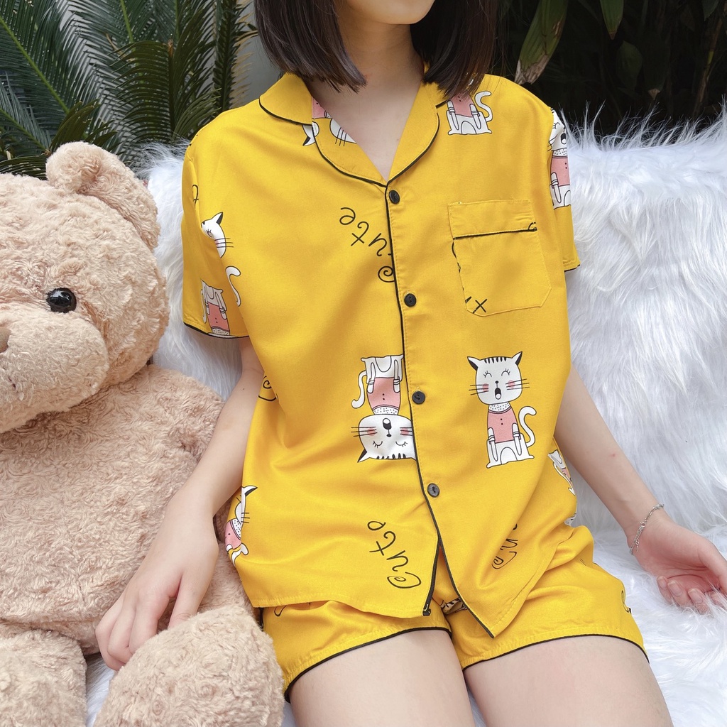 Bộ ngủ nữ pijama cộc tay chất mềm mịn dễ thương - Minu 06