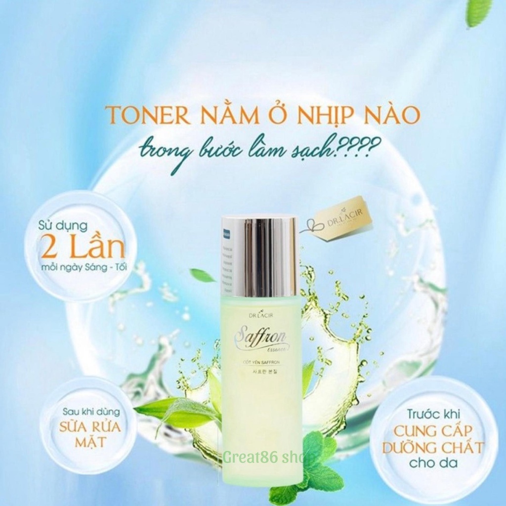 Toner Dr Lacir Toner cốt yến Saffron cho da khô da nhạy cảm giúp sạch sâu mịn màng, cân bằng độ ẩm, thu nhỏ lỗ chân lông