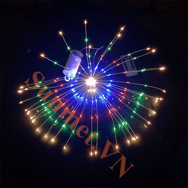 Đèn Pháo Hoa Thả Treo Trang Trí Ngày Tết Kèm Điều Khiển Từ Xa Chớp Nháy 8 Chế Độ Sáng, tt noel