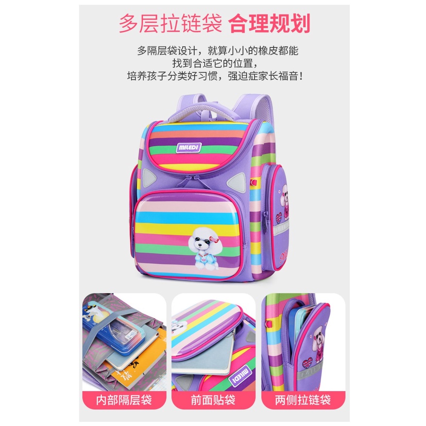 Cặp đi học nữ nam cấp 1, balo cho bé trai gái đi học tiểu học chống gù, chống nước