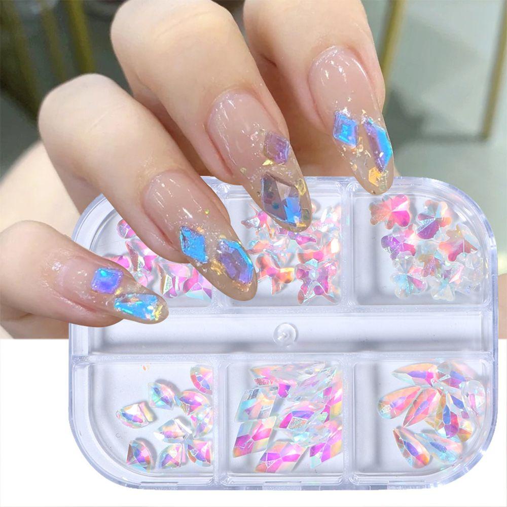 Hộp 6 Ngăn Đựng Phụ Kiện Trang Trí Móng Tay 3D|Phụ Kiện Trang Trí Móng Tay Mùa Đông Chuyên Dụng