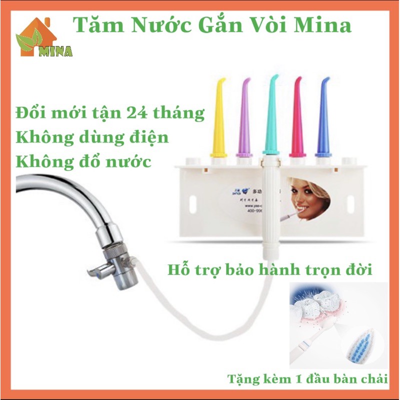 Tăm Nước. Máy Tăm Nước Mina. Bảo Hành Đổi Mới 24 Tháng. Công Nghệ Nhật Không Dùng Điện. Gắn Vòi Rửa Mặt. Dùng Mọi Lúc