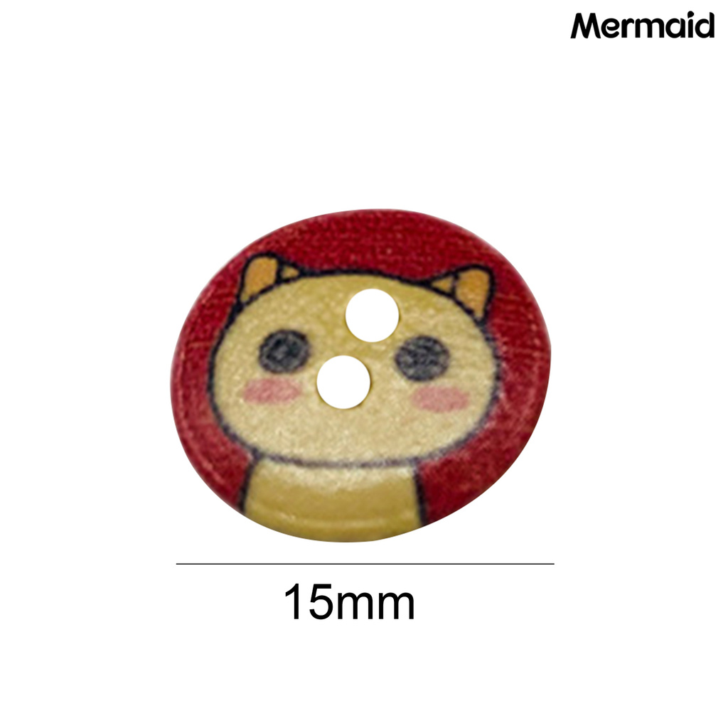 MM 100Pcs Cartoon Kitty Print Wood Buttons DIY Sewing Shirt Scrapbook Bags Decor