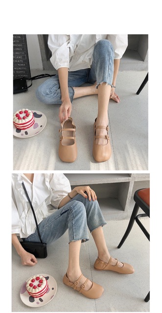 giày búp bê mũi vuông quai ngang mary jane | BigBuy360 - bigbuy360.vn