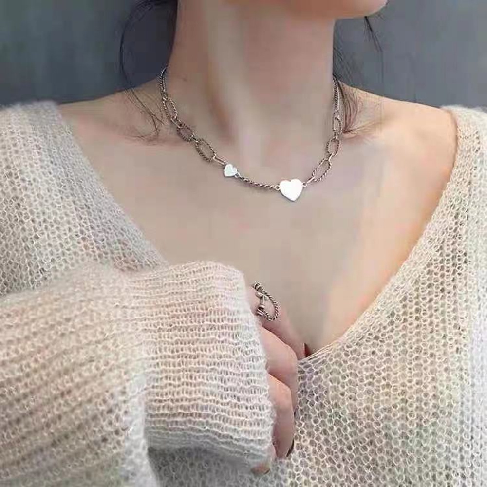Thời Trang Vòng Cổ Choker Mặt Trái Tim Màu Bạc Thanh Lịch Cho Nữ
