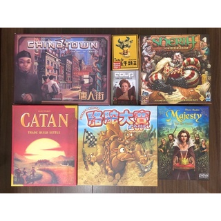 Boardgame các loại Sheriff, Majesty, China town, Catan, Camel up, Coup, Take 6