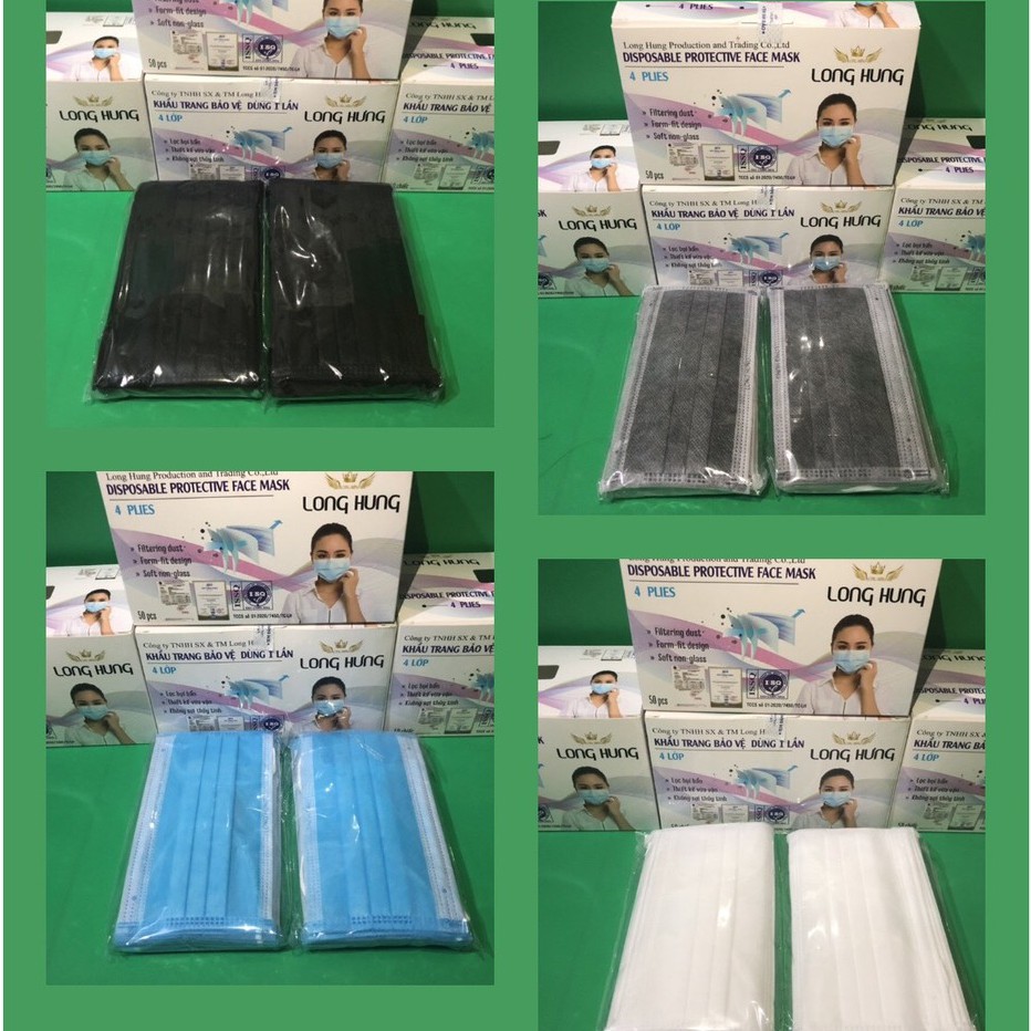 Khẩu trang y tế 4 lớp có logo, hộp 50 chiếc khẩu trang mask kháng khuẩn, lọc khói bụi độc hại. | BigBuy360 - bigbuy360.vn
