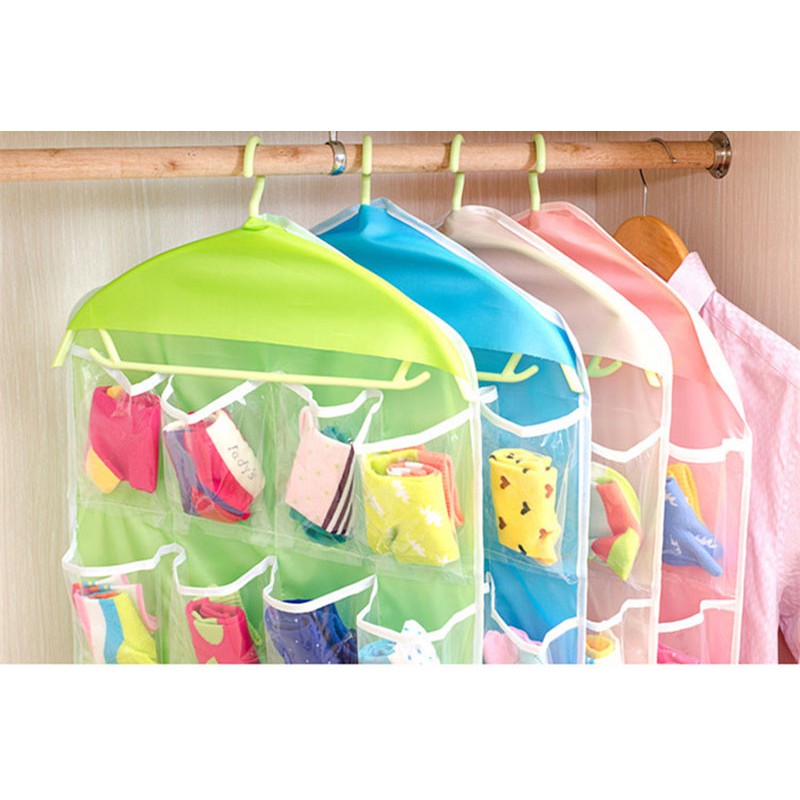 Túi Treo 16 Ngăn Trong Suốt Đựng Vớ, Áo Ngực Tiện Lợi