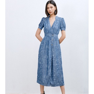 Váy Đầm Jeans Nữ Họa Tiết Xẻ Cao Tay Bồng Sang Chảnh GENVIET Hàng Thiết Kế Cao Cấp XD423J1255