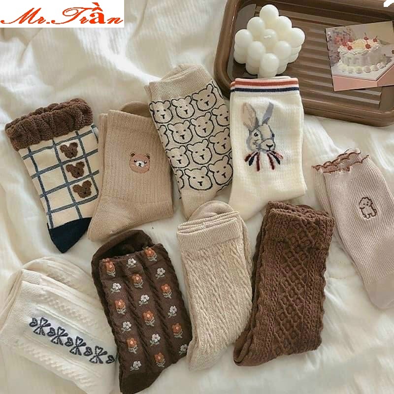 Tất vớ thu đông cho nữ phong cách- set 8 đôi không bai không xù lông