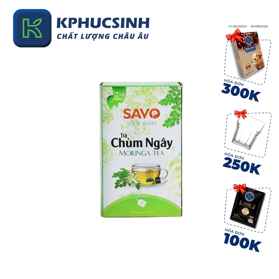 Trà Savo chùm ngây 20 gói x 2g KPHUCSINH - Hàng Chính Hãng