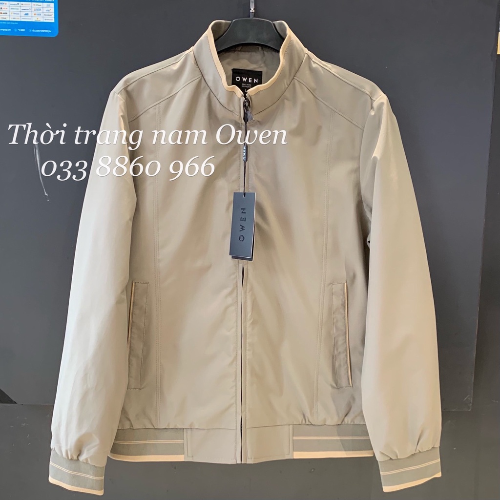 OWEN - Áo khoác gió nam 2 lớp màu nâu be nhạt 61058