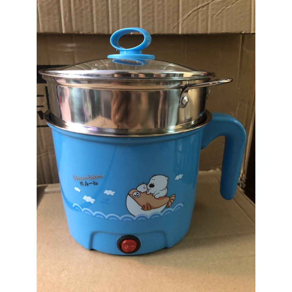 Ca Nấu Mì, Nồi Lẩu Mini  Đa Năng Nấu Cơm Có Tay Cầm 1,8L Có 2 Nấc Nhiệt Mẫu Mới 2021 Kèm Giá Hấp