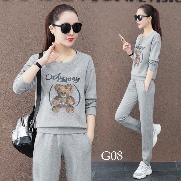 Set bộ đồ quần áo thể thao thun nữ thu đông dài tay thời trang giá rẻ- Giảm 30%