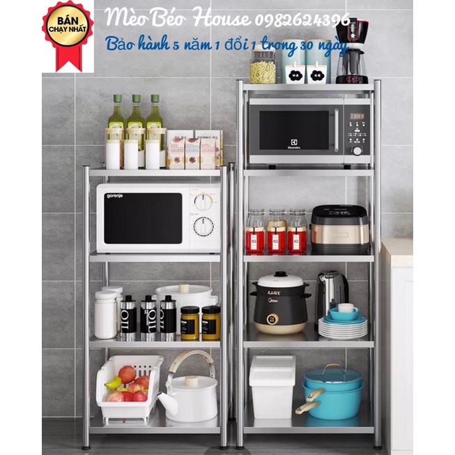 Kệ inox 4 tầng cao cấp đa năng 50 x 120 x 35cm - Kệ bếp inox 304 để lò vi sóng