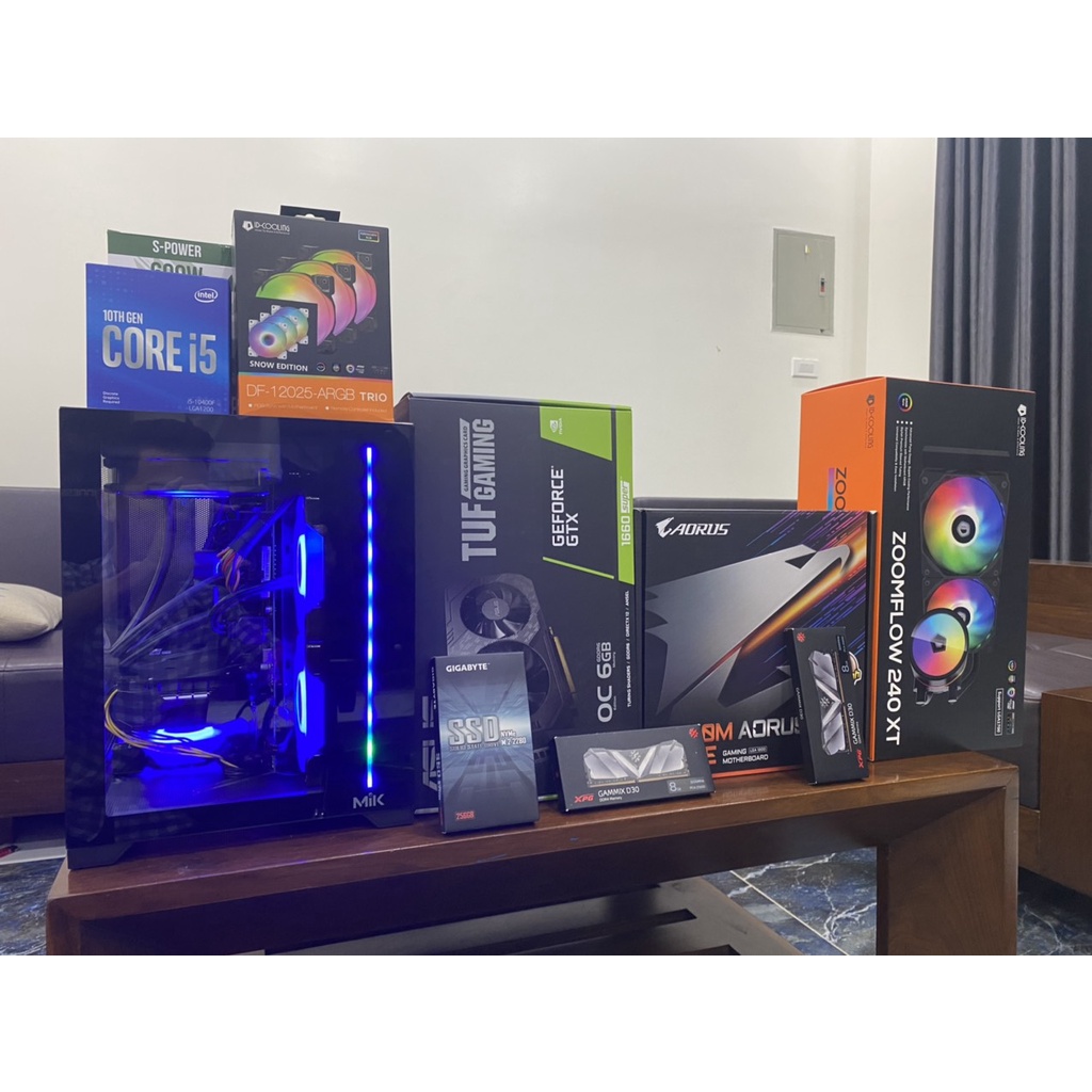 Bộ máy tính PC GAMING Full TUF GAMING Asus TUF B560M plus + i5 10400F + 1660S TUF + Ram 16GB ARGB chính hãng NEW bh 36th