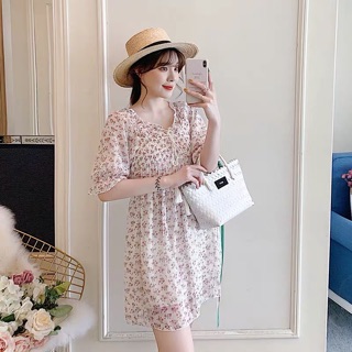 Váy hoa nhí buộc nơ ( ảnh thật)