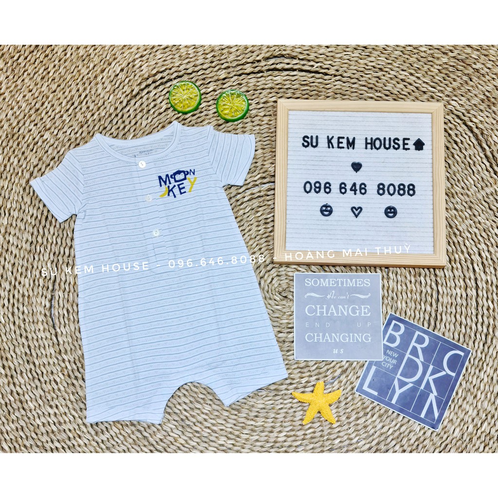 Bộ quần áo body kẻ cộc tay AbbieOh BD252 cho bé từ 6-18tháng