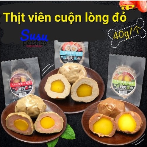 Bánh thưởng Thịt viên cuộn lòng đỏ chó chó (loại ướt)