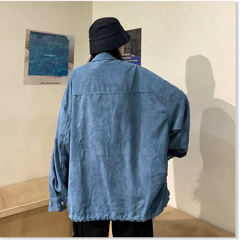 ÁO KHOÁC KAKI NHUNG FORM RỘNG PHONG CÁCH HÀN SIÊU ĐẸP CHO GIỚI TRẺ