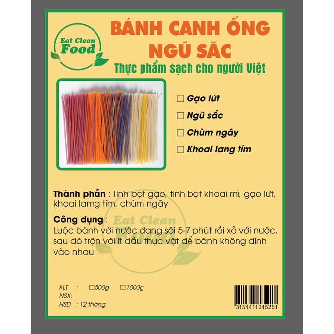 Bánh canh ống khoai lang tím Eatclean Food loại 1 ăn kiêng giảm cân (500g)