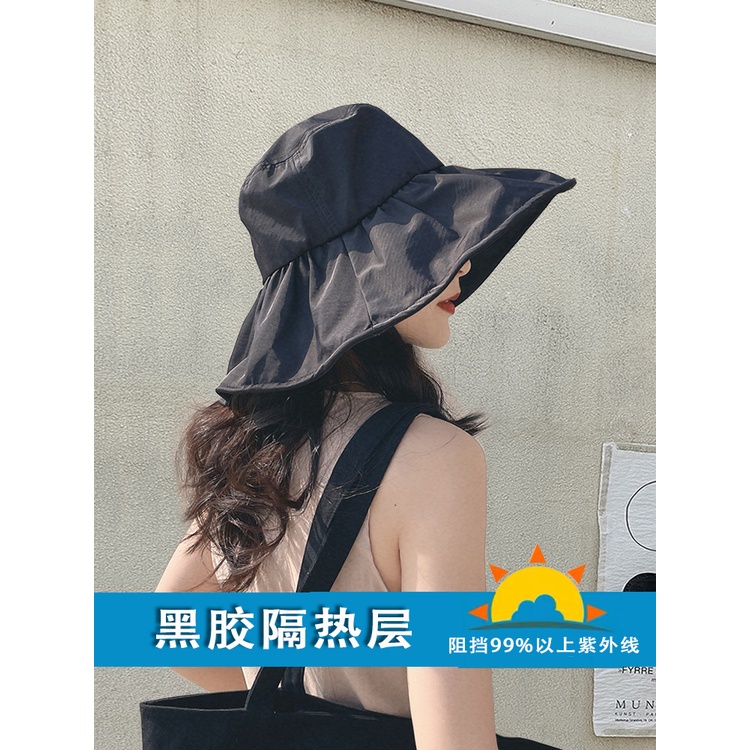 Nón Bucket Màu Đen Chống Tia Cực Tím Chống Tia UV Thời Trang Mùa Hè Cho Nữ