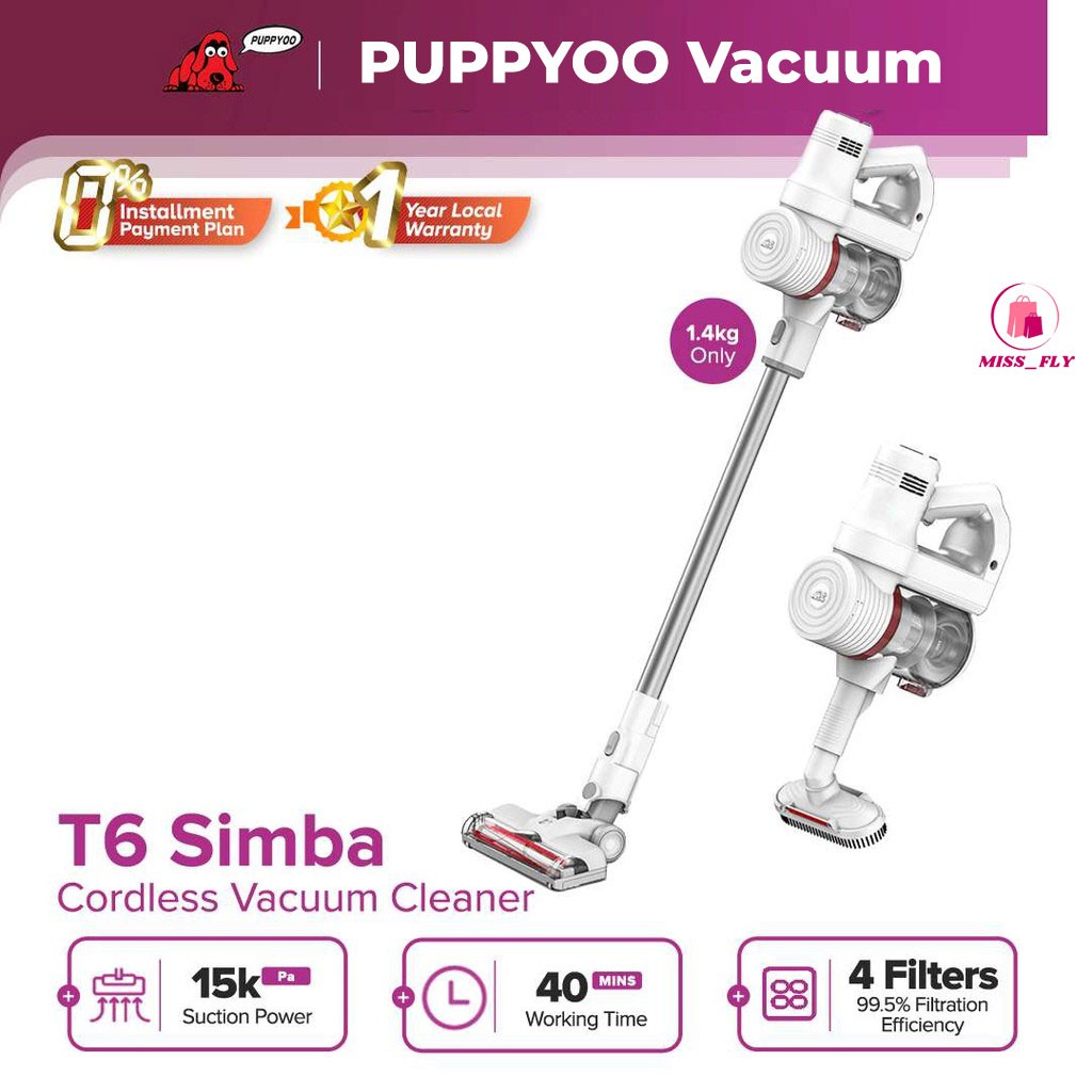 Máy hút bụi cầm tay Puppyoo T6 Simba máy hút bụi gia dụng lực hút 15kPa công nghệ NIDEC MOTOR bảo hành chính hãng 2 năm