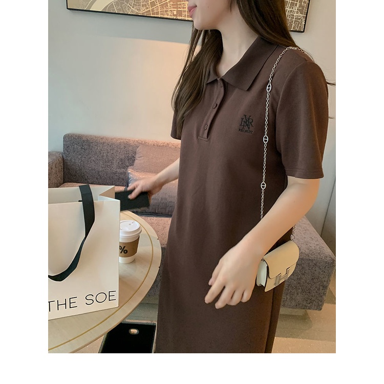 Đầm Cổ Polo Dài Qua Gối Mùa Hè Cỡ Lớn Đơn Giản Cho Nữ