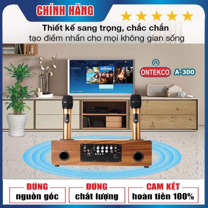 Bộ loa hát karaoke gia đình không dây Ontekco A300 kèm micro kim loại